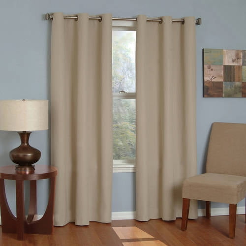 95&#34;x42&#34; Thermaback Microfiber Grommet Blackout Window Curtain Panel Beige - Eclipse