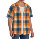 thumbnail image 2 of Fotbe Warm Orange Plaid Camisa Estampada de Manga Corta para Hombre, Casual de Verano, Estilo Playero, Sin Arrugas-X-Large, 2 of 5