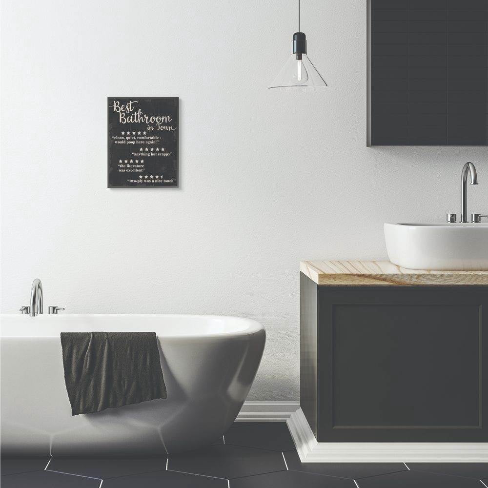 Stupell Industries Best Bathroom Five Star Black Funny Word Design Framed Wall Art by Daphne Polselli