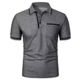 thumbnail image 4 of Camisas de Vestido de los Hombres Manga Corta Color Sólido Casual Bolsillo Cuello de Vuelta, Blusa de Moda para el Trabajo Y el Golf, 4 of 7