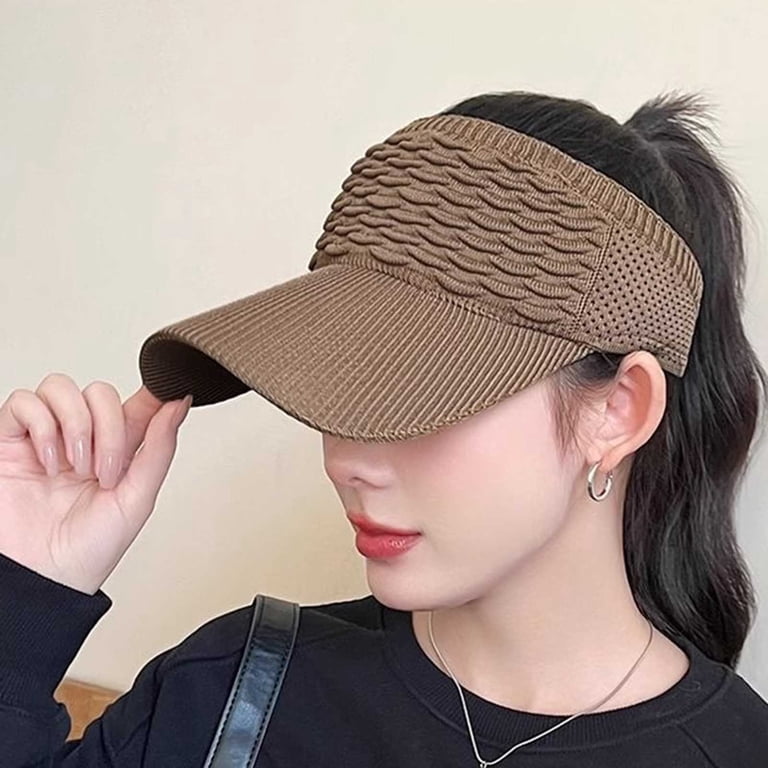 Wide Brim Sun Visor Hat Women UPF 50+ Packable Travel Ponytail Hole Wide Brim Visor Hats for Women-Lightweight Packable Ponytail  main image 4