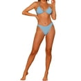 thumbnail image 2 of INSPIRE CHIC Women's Halter Underwire Ribbed Bikini Sets 2 Piece Double Straps Tie Back Triangle Bottoms Swimwear Bathing Suits Medium Light Blue, 2 of 5