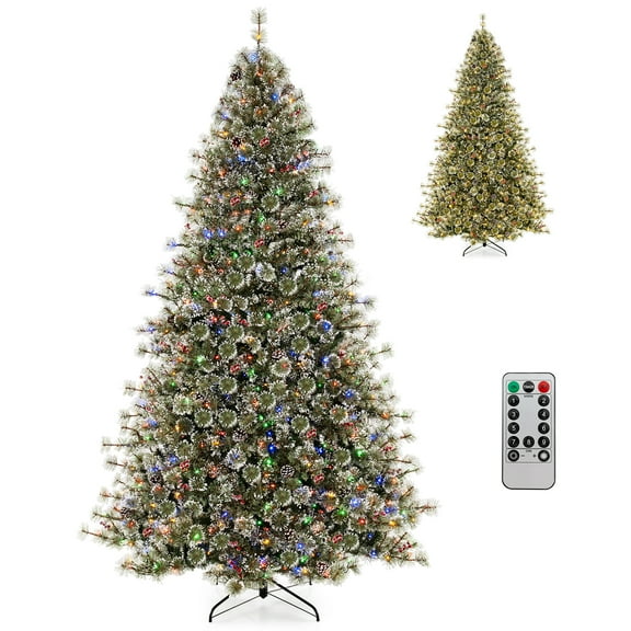 Gymax 9 FT Artificial Christmas Tree w/ 360° Quick Power Connector 1714 Pine Needles