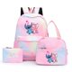 thumbnail image 1 of 3pcs Lilo Stitch Colorful Backpack with Lunch Bag Rucksack Casual School Bags for Women Student Teenagers Sets, 1 of 4