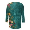 thumbnail image 5 of CYMMPU 3/4 Sleeve Blouses for Women Dressy Casual Flower Printed Round Neck Loose Fit Spring Tops Summer Trendy Shirts Tunic Tops Lightweight Basic Tees Multicolor XXXXXL, 5 of 5
