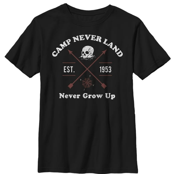 Boy's Peter Pan Camp Neverland Est. 1953 Graphic Tee Black Large