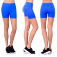 thumbnail image 3 of 1 Womens Biker Shorts Yoga Stretch Spandex Leggings Workout Seamless Royal Blue, 3 of 3