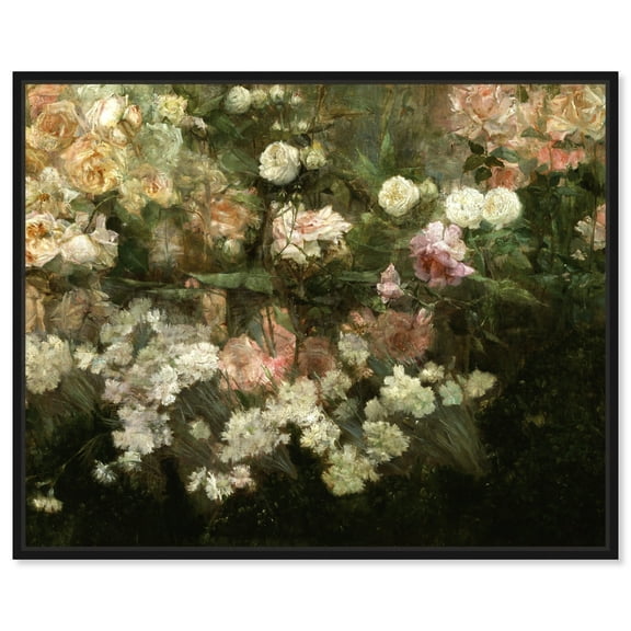 Maria Oakey Dewing-Garden In May Impressionism Landscape Canvas Wall Art by Art Remedy, Black Floater Frame, 20"x16"