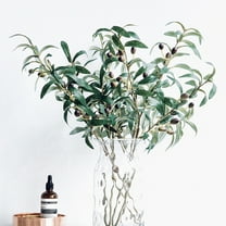 D-GROEE 3Pcs Artificial Olive Leaves Long Stems Fake with Fruits Plant Branches for Floral Arrangement Vase Bouquets Wedding Greenery Decor