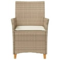 thumbnail image 4 of vidaXL Patio Chairs with Cushions 2 pcs Beige Poly Rattan&Solid Wood, 4 of 9