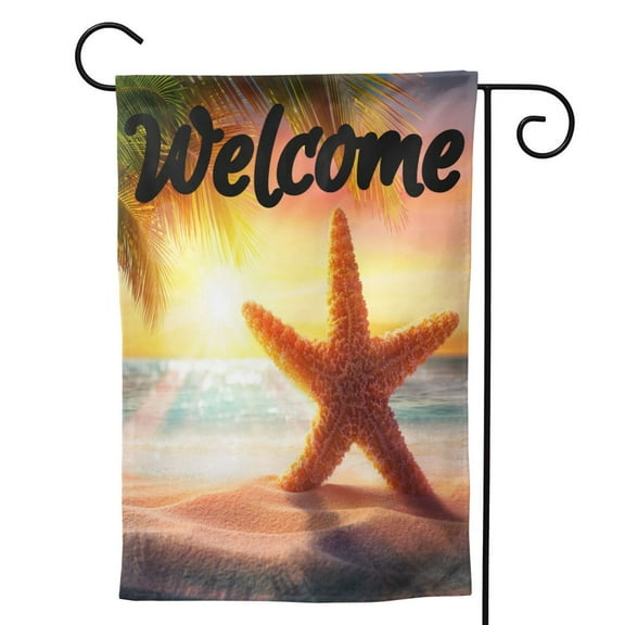 Welcome Summer Starfish Garden Flag 12.5"X18" Outdoor Indoor Garden Decor Porch Banner Sign With Grommets Uv Fade Resistant