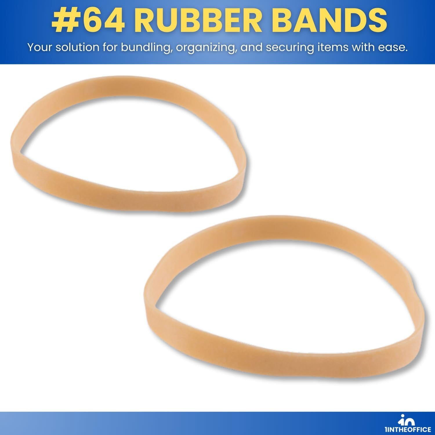 1InTheOffice Rubber Bands #64, Thick Rubber Bands, Heavy Duty Rubber Bands, Beige, Size 64, 3 Pack