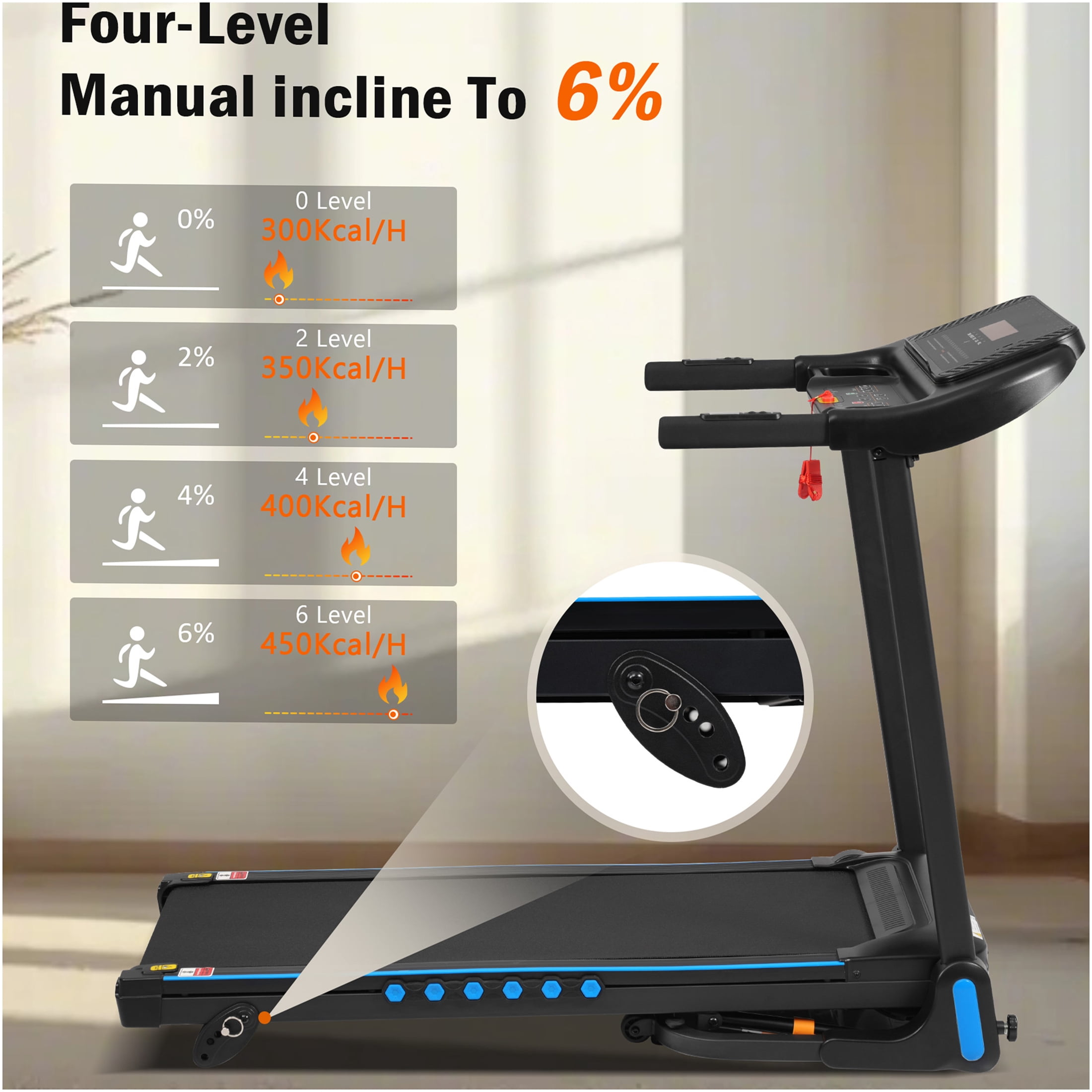 JERFIT Auto-Folding Incline Treadmill for Home, 3.0HP Quiet Motor, 10MPH, 350LBS Capacity, Bluetooth Speaker, USB/Type-C Charging, Compact for Small Spaces