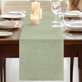 thumbnail image 3 of Sage Green Burlap Texture 70 Inch Table Runner, Farmhouse Vintage Sage Green Farmhouse Dresser Scarf Cotton & Linen Tablerunner for Dining/Kitchen Island/Holiday Party Décor 13" x 70", 3 of 9