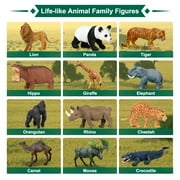Safari Animal Toys Figures, 12 PCS Realistic Jumbo Wild Jungle Animals Figurines, Large African Zoo Animal Playset Mini Animals Figures, Plastic Animal Learning Toys for Kids Toddlers Boys Girls