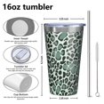 thumbnail image 4 of 16oz Tumblers Green and Dark Green Giraffe Pattern Stainless Steel Vacuum Insulated Double Wall Travel Tumbler Cups Mug with Lid and Straw,Cleaning Brush for Coffee,Tea, 4 of 4