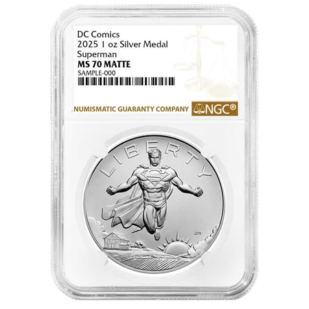 2025 1-oz Superman DC Comics Silver Medal NGC MS70 Brown Label
