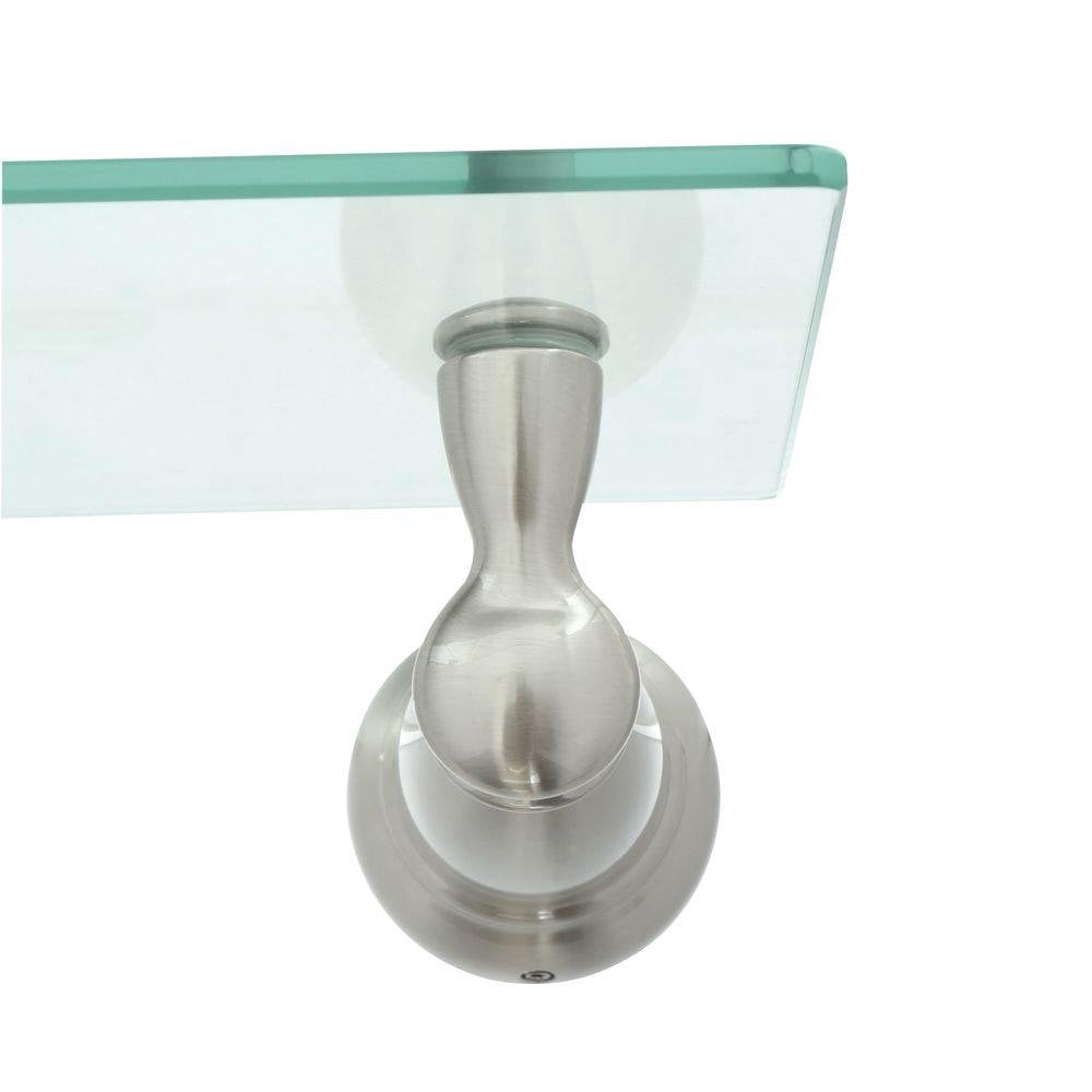 Banbury 5-4/25 in. L x 3 in. H x 22-3/4 in. W Wall-Mount Clear Glass Shelf in Brushed Nickel