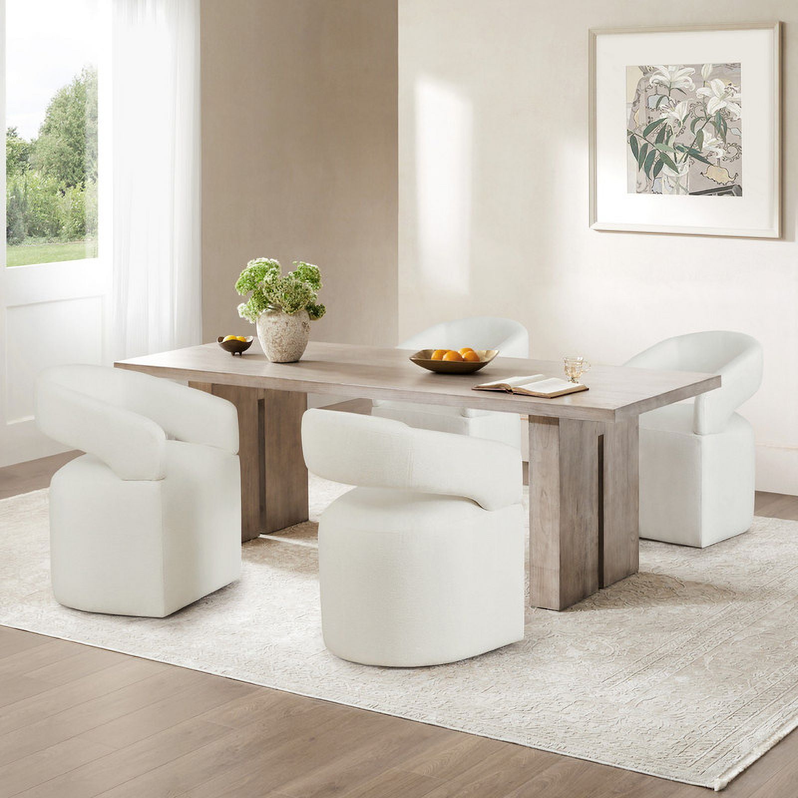 CHITA Modern Mobile Dining Chair with Casters & Open Back