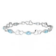 thumbnail image 2 of 10k White Gold Swiss Blue Topaz & 1/6 Carat T.W. Diamond Double Heart Link Bracelet, 2 of 2