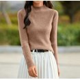 thumbnail image 3 of Women's Soft Turtleneck Knit Sweater Base Layer Top for Fall and Winter Wear, Perfect for Holiday Season and Daily Comfort, Warm and Elegant,Camel,2XL, 3 of 5
