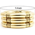 thumbnail image 3 of 3PCS 7.4 Inch Chunky Bangles Bracelets Gold Stack Layered Curved Bamboo Tube Stretch Bracelet Fashion Accessories Jewelry Gift for Women, 3 of 8