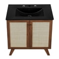 thumbnail image 6 of Modway Soma 30" Modern Wood Bathroom Vanity with Rattan Door in Walnut/Black, 6 of 16