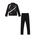 thumbnail image 3 of Aislor Girls Figure Skating Jacket Ice Ballet Dance Long Sleeve Jackets with Leggings for Competition Pink 13-14, 3 of 7