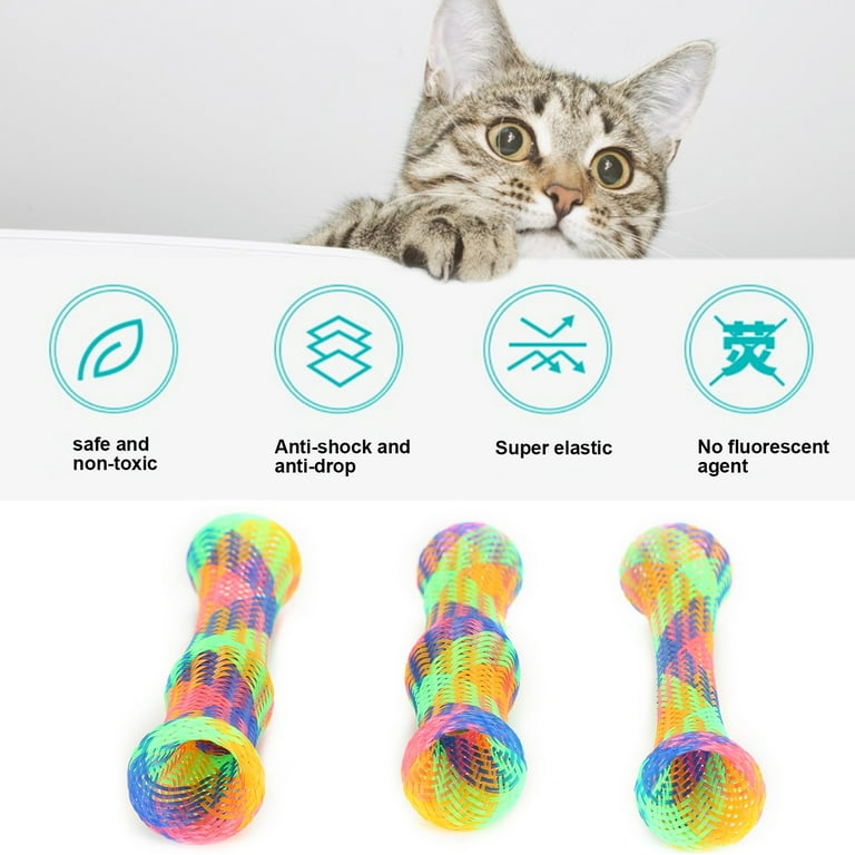 3Pcs Cat Spring Shape Tube Toy Colorful Bouncing Interactive Toy