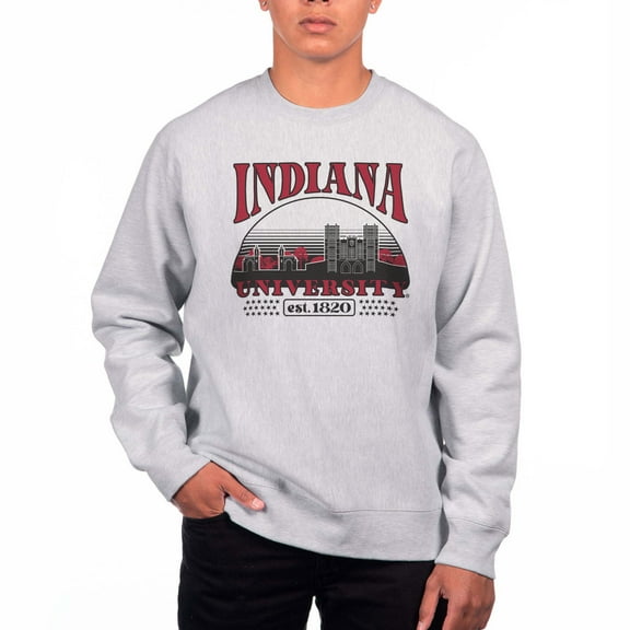 Men's Uscape Apparel Heather Gray Indiana Hoosiers Premium Heavyweight Crewneck Sweatshirt