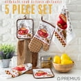 thumbnail image 6 of PREMIUS 5 Piece Printed Kitchen Linen Set, Coffee Time, 2 Cotton Towels, 2 Pot Holders, 1 Oven Mitt, 6 of 7