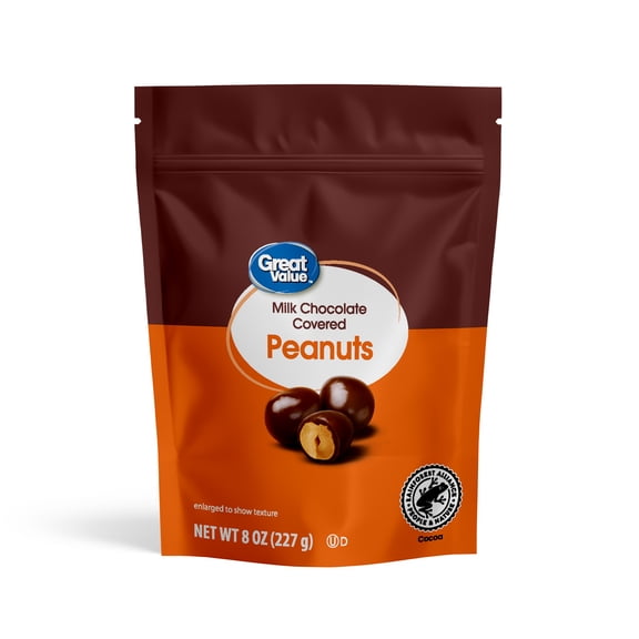 Great Value Milk Chocolate Covered Peanuts, 8oz Pouch