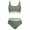 Green, variant on Girls Color Block Two Piece Bathing Suit, Striped Wide Strap Crop Tankini, High Waist Split Swimming Outfit for Preteen Beach Girls