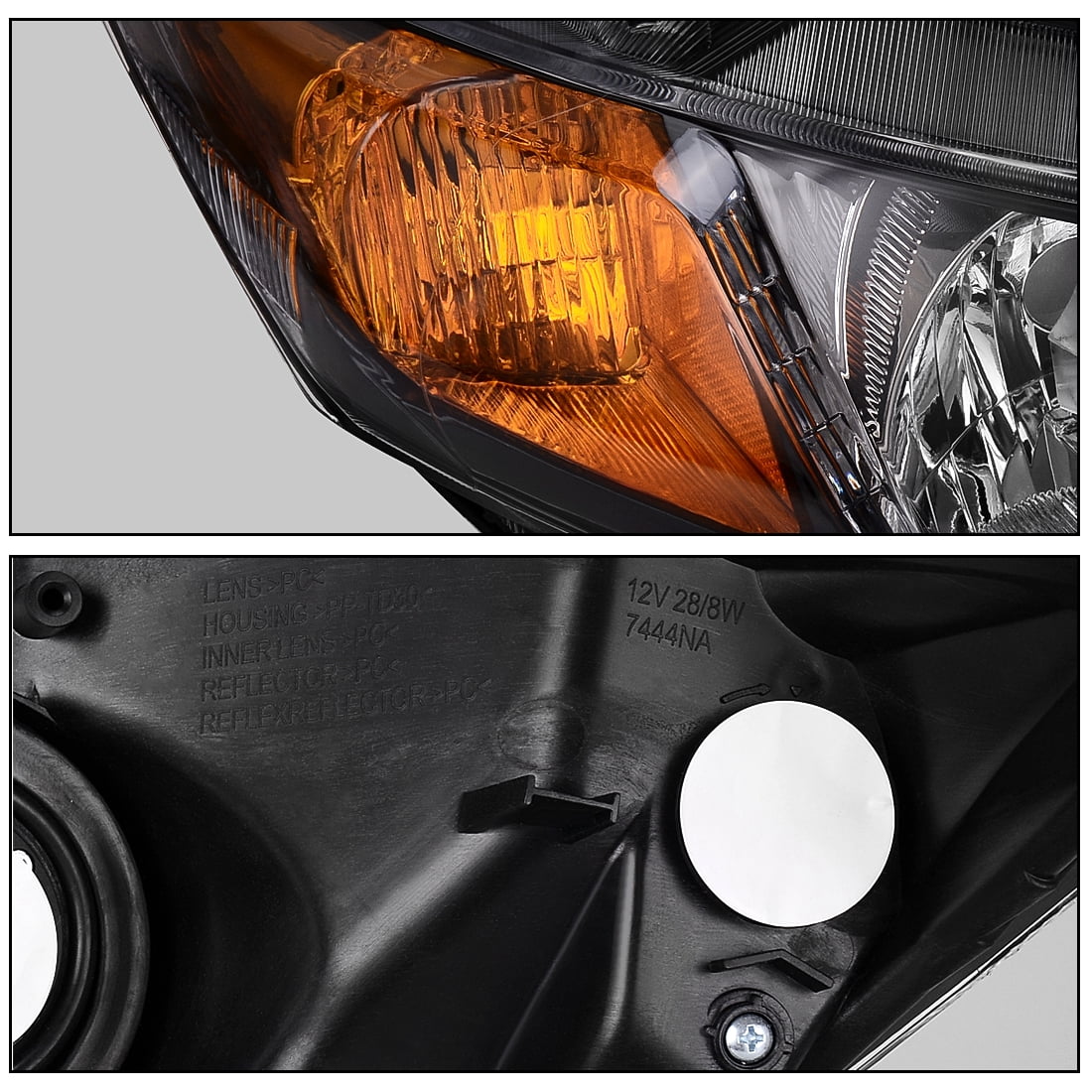 RVNI Black Headlights For 2012-2015 Honda Civic Sedan 4-Door 4Dr 2012 2013 2014 2015
