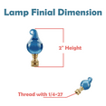 thumbnail image 4 of Aspen Creative 24016-12, 2 Pack Blue Glass Lamp Finial in Solid Brass Finish, 2 1/2" Tall, 4 of 8