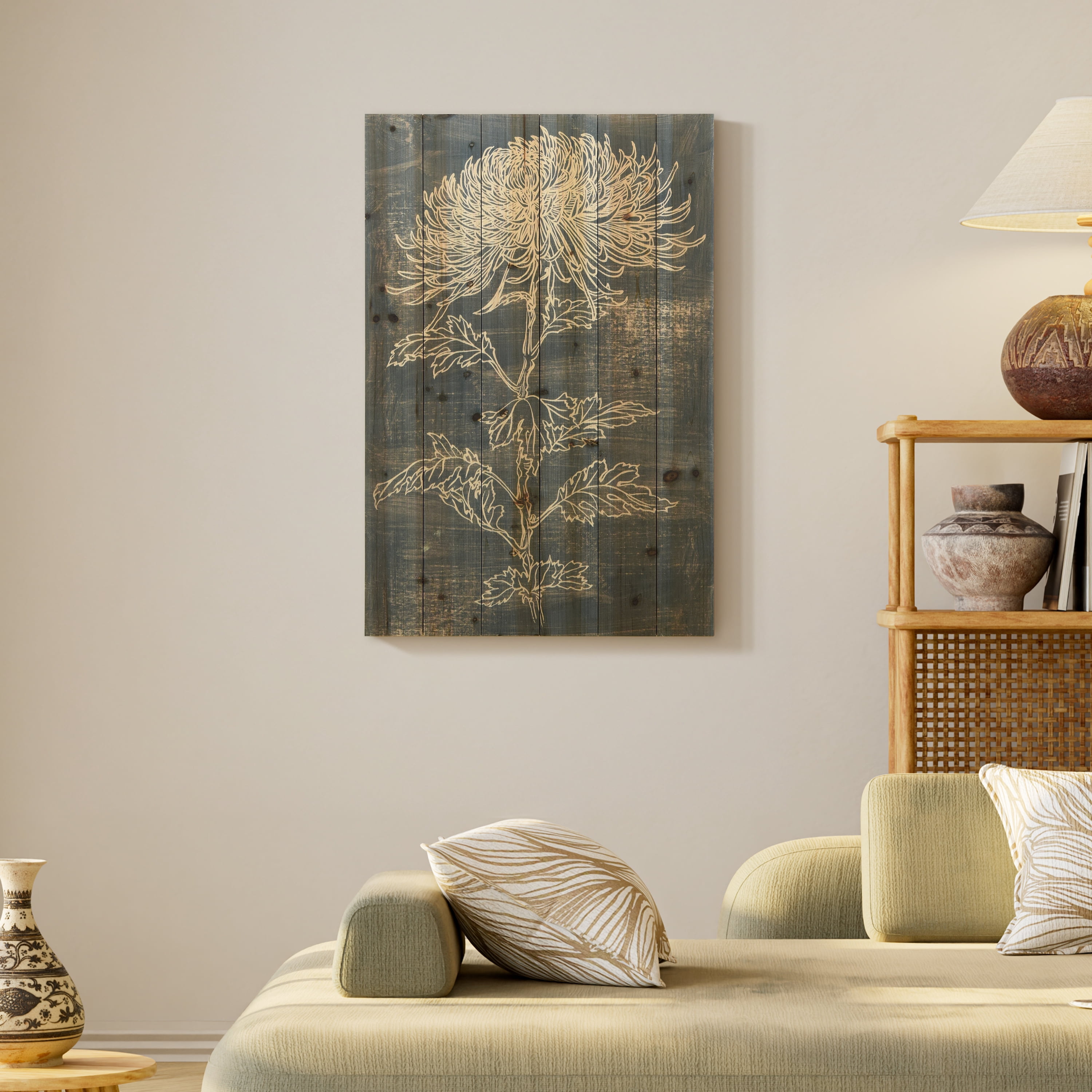 Empire Art Direct "Indigo Dance" Arte de Legno Digital Print on Solid Wood Wall Art - Grey Rustic