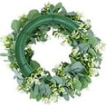 thumbnail image 3 of HAOSHCIS Artificial Eucalyptus Wreath with Flowers Faux Green Leaves Eucalyptus Wreath for Front Door Wall Festival Celebration Fireplace Window Party Decor (A), 3 of 9