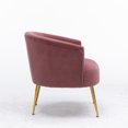 thumbnail image 4 of Modern Accent Chair, Velvet Upholstered Living Room Chairs with Golden Metal Legs, Comfy Single Armchair Vanity Chair with Curved Backrest for Bedroom, Club, Corner, Pink, 4 of 7