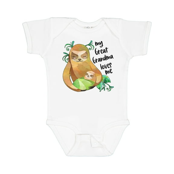 Inktastic My Great Grandma Loves Me Cute Sloth and Baby Boys or Girls Baby Bodysuit