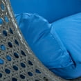 thumbnail image 3 of LeisureMod 2 Person Wicker Egg Chair Outdoor Indoor Bedroom Patio Hanging Lounge Swing Hammock Chairs with Black Stand and UV Resistant Cushions (Blue), 3 of 10
