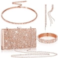 thumbnail image 1 of Conjunto de joyas Kigeli Rhinestone para noche, bolso de mano para mujer, rosa, 1 of 6