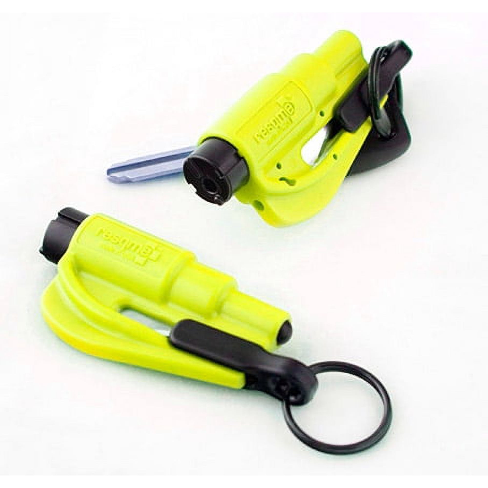 Resqme Pack of 2 The Original Emergency Keychain Car Escape Tool, 2-in-1 Seatbelt Cutter and Window Breaker, Safety Yellow