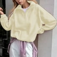 thumbnail image 2 of Fiaer Womens Sweatshirts Quarters Zip Pullovers V-Neck Long Sleeve Lapel Collared Solid Color Trendy Tops Yellow S, 2 of 5
