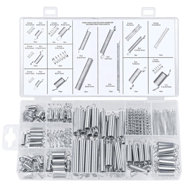 Extension Springs Assortment Kit for Electronics, Corrosion Resistant Zinc Plated Steel Compression Springs, Easy Storage Kit For Measuring Instruments And Household Appliances