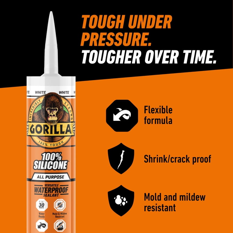 Gorilla Waterproof Silicone Sealant Caulk, White photo 7