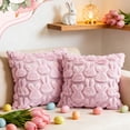 thumbnail image 2 of Easter Pillow Covers Bunny Throw Pillow Farmhouse Easter Party Favors Decorative Soft Plush Faux Fur Peeps Pillow Cases for Home Couch Room Décor 18x18 inch 2-Pack Pink, 2 of 9