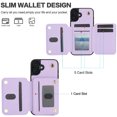 thumbnail image 5 of for iPhone 16 Plus Case Wallet for Women, Removable Adjustable Shoulder Strap Flip PU Leather Slim Back Zipper Purse Case with Card Slot Holder Stand RFID Blocking Magnetic Buttons, Lightpurple, 5 of 8