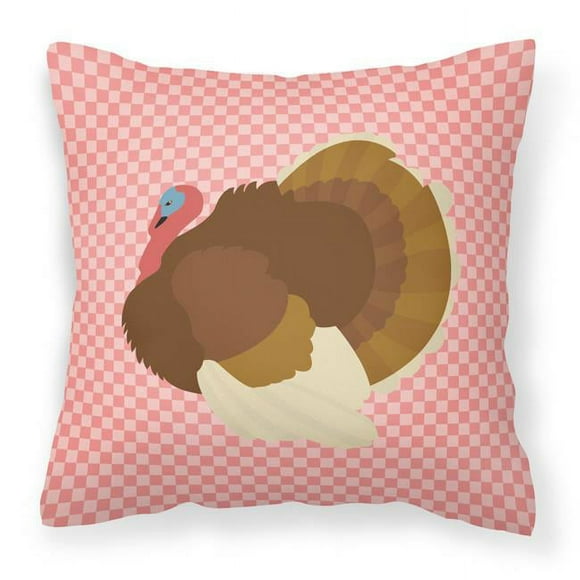 Carolines Treasures BB7990PW1414 French Turkey Dindon Pink Check Fabric Decorative Pillow, 14 x 14 in.