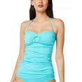 thumbnail image 2 of Bleu Rod Beattie Solid Bandeau Draped Ring Tankini Swim Top 10 Tyrquoise, 2 of 4