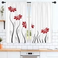 thumbnail image 3 of Red Flower Kitchen Curtains Floral Petals Rod Pocket Leaves Lines Woman Girl White Plant Silhouettes Printed Living Room Bedroom Window Drapes Treatment Fabric 2 Panels 27.5 x 36 Inch WW-TGNA, 3 of 5